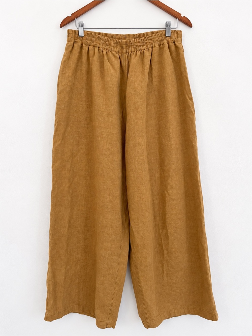 Moss Grey Atelier Linen (Ramie) Wide Leg Pants in Yarrow Size 2X